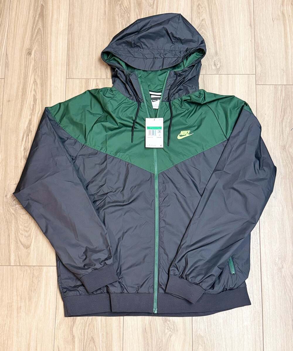 Nike Mens Windrunner Hooded Jacket Green Black Colorblock Full-Zip 727324-019